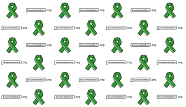 Patrón de cintas de conciencia verde y cuadros de diálogo con la U R L Encuentra qué decir . org, sobre un fondo blanco.